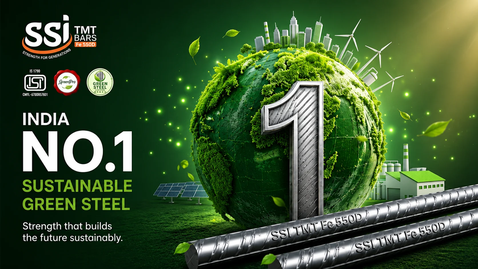 Green Steel Certification of SSI TMT Fe 550 D Bars