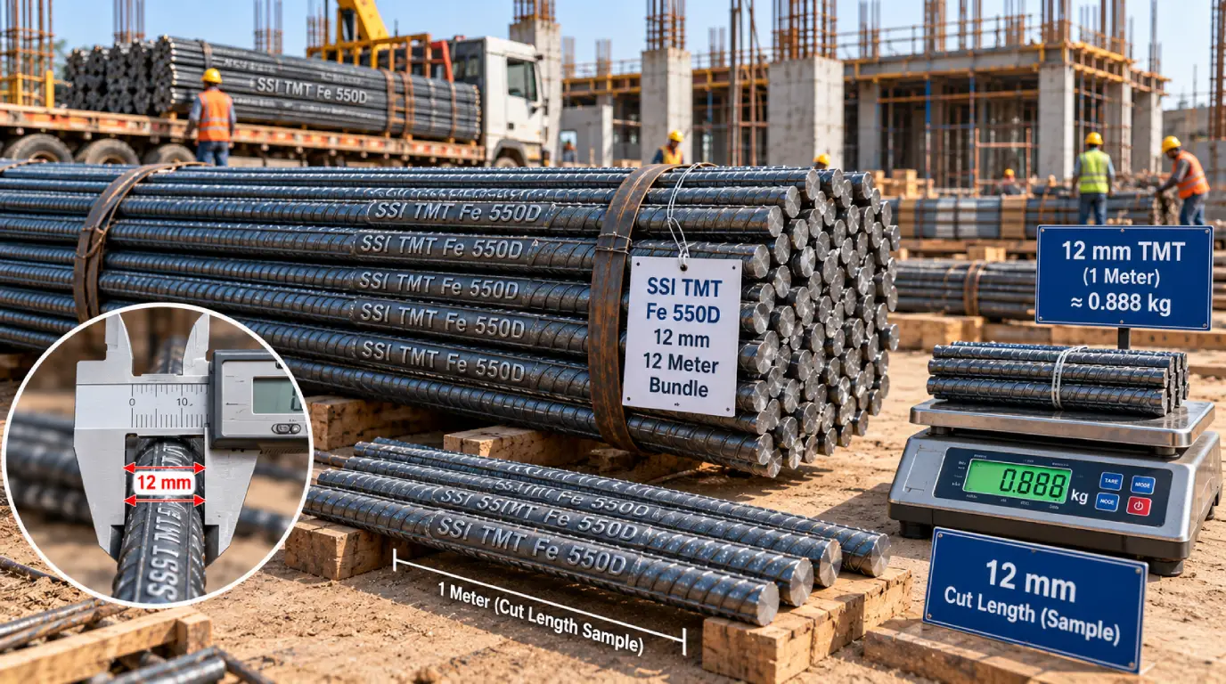 12mm TMT bar weight per piece and weight calculation by bar length