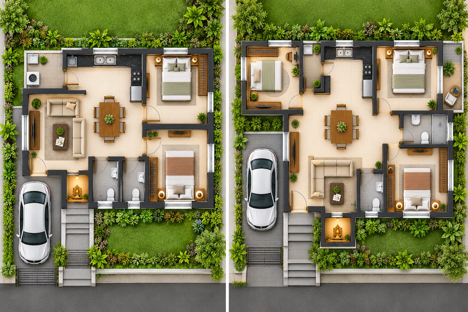 2 BHK vs 3 BHK house plan comparison