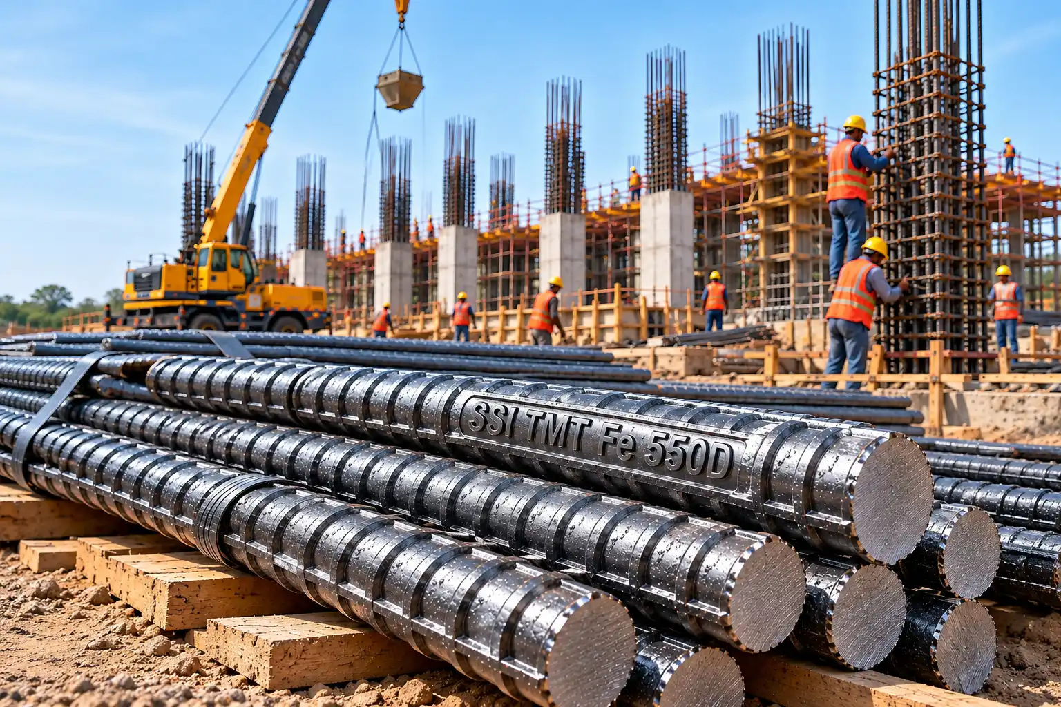 32mm TMT bars used in construction