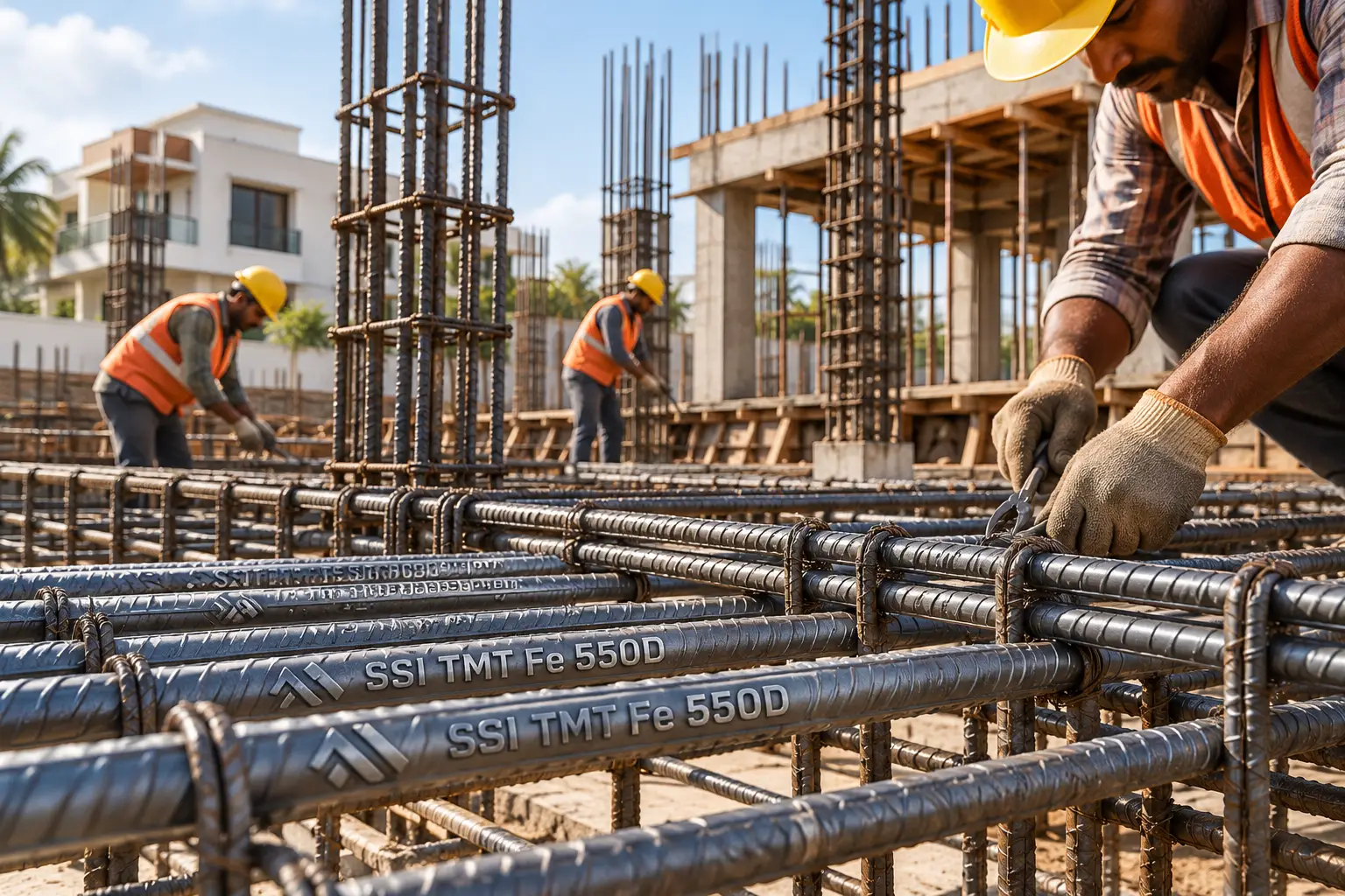 TMT bars used for residential house construction