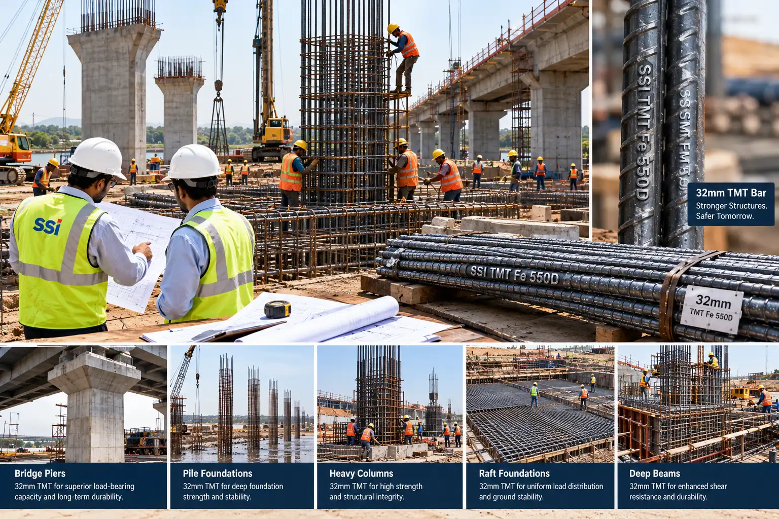 Uses of 32mm TMT bar